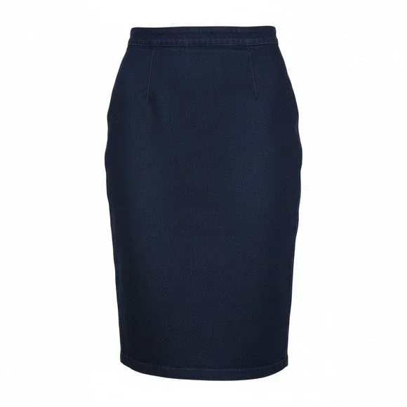 Leara Woman Dark Wash Denim Pencil Skirt Womens M 28" Long High Waist Zip Slit - Picture 2 of 8